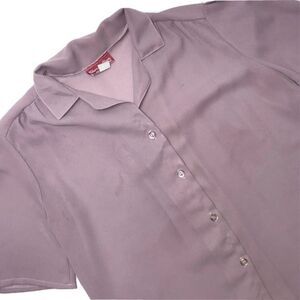 Vintage CHERI-ALAN LTD NY Purple Short Sleeve Button Up Blouse Women’s Large